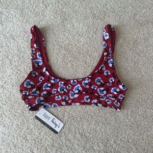 Dippin Daisys NWT burgundy floral bathing suit top